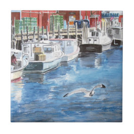 Gewerkschaft Wharf Portland, Maine Watercolor Fliese