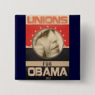 Gewerkschaften für Obama Grunge 2012 Button