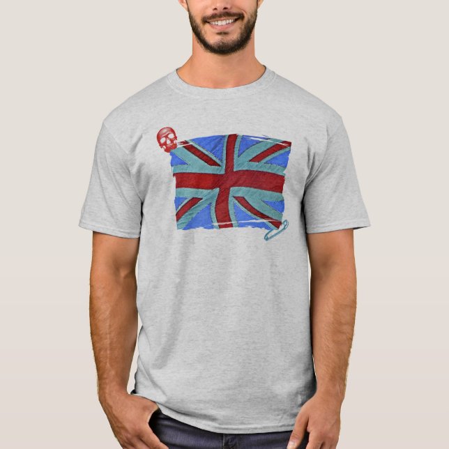 Gewerkschafts-Jack-Schädel-Button t T-Shirt (Vorderseite)