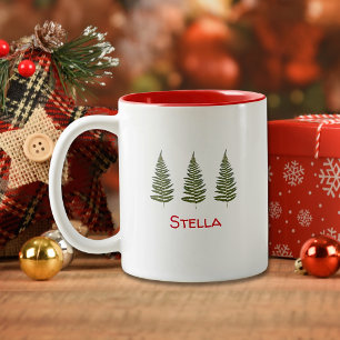 Gewerkte Weihnachten - Süßer Xmas Baum Farn Zweifarbige Tasse