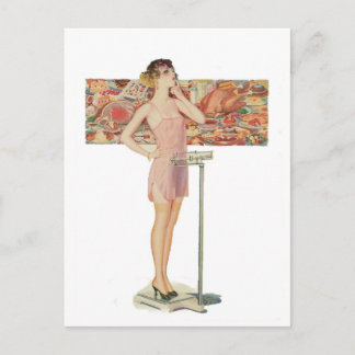 Gewicht in Vintager Darstellung Postkarte