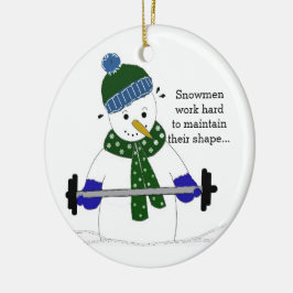 Gewicht Lifting Snowman Keramikornament