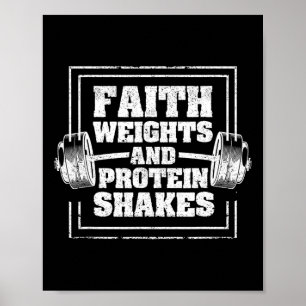 Gewichte des Glaubens und Eiweiß-Shakes Funny Gym  Poster
