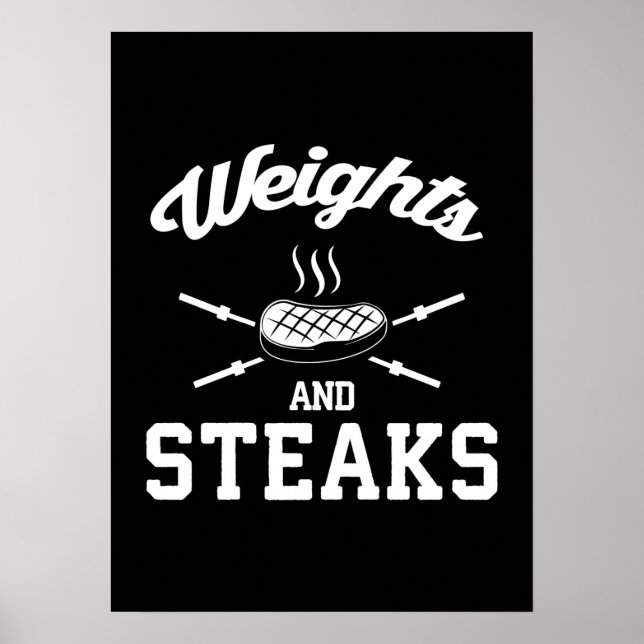 Gewichte und Steaks - Funny Gym Poster (Vorne)