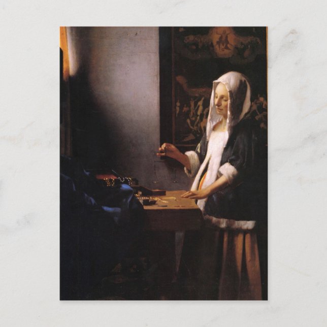 Gewichte von Johannes Vermeer Postkarte (Vorderseite)