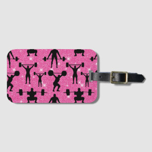 Gewichtheben Fitness Workout Sport Rosa Glitter Gepäckanhänger