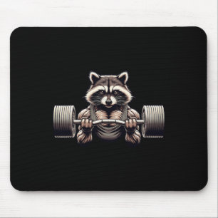 Gewichtheben gegerissener Raccoon Gym Workout Musc Mousepad