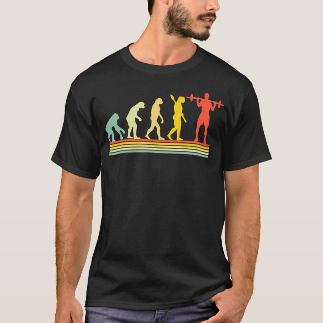 Gewichtheben Kraftdreikampf Evolution Fitnessstudi T-Shirt (Vorderseite)
