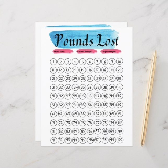 Gewichtsabnahmeprotokoll 100 lbs/kg (Vorderseite/Rückseite Beispiel)