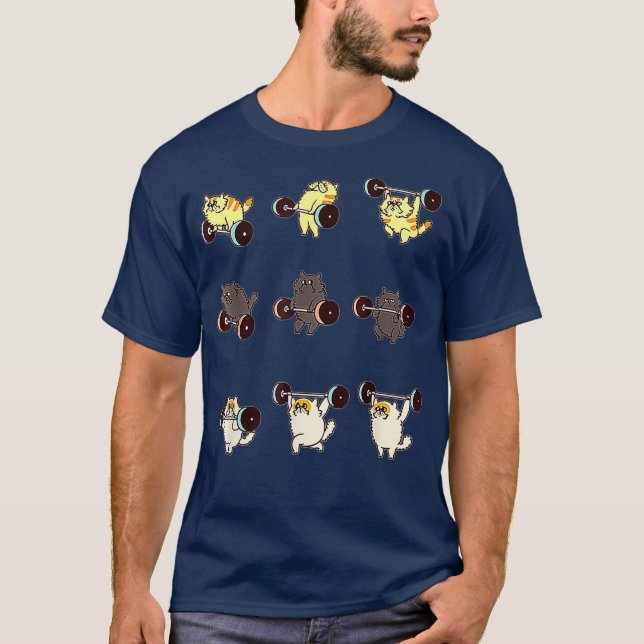 Gewichtsheben Cat Funny Workout Tshirt Chat Lover (Vorderseite)