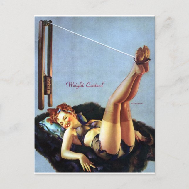 Gewichtskontroll-Pin Up Postkarte (Vorderseite)