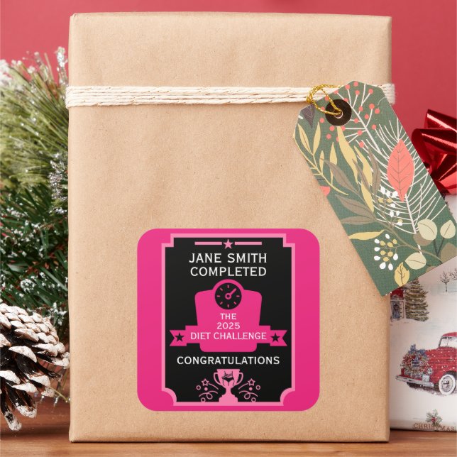 Gewichtsverlust - Begrüßung Quadratischer Aufkleber (Feiertag)