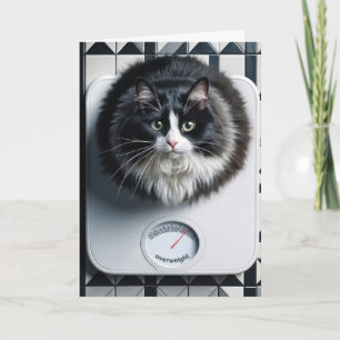 Gewichtsverlust Humor Katze auf einer Waage Karte