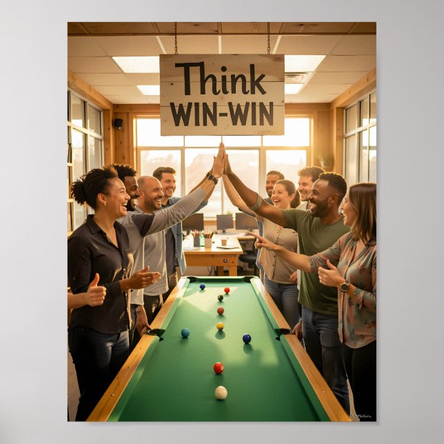 Gewinn-Gewinn-Teamarbeit-Feierplakat Poster (Vorne)