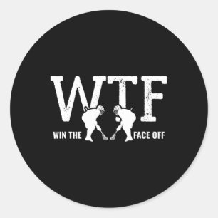 Gewinne das Face Off Lacrosse Spieler Mama Papa Tr Runder Aufkleber