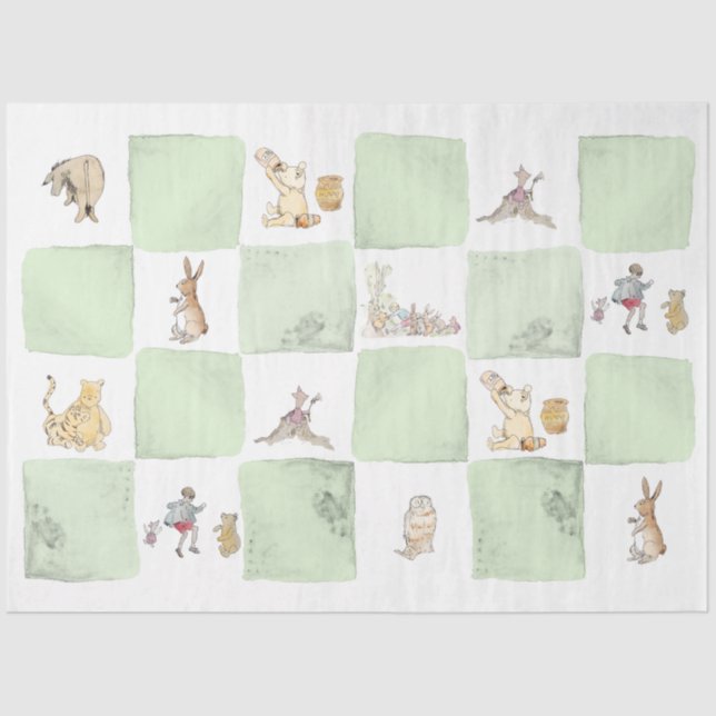 Gewinnen Sie das Pooh Green Karo Tissue Paper Seidenpapier (Vorderseite)