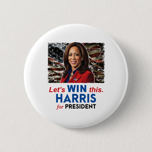 Gewinnen Sie dieses Harris für Präsident Kamala Ha Button (Vorderseite)