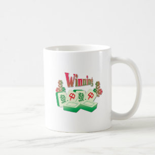 Gewinnende Mahjong Glückskacheln Florales Design Kaffeetasse
