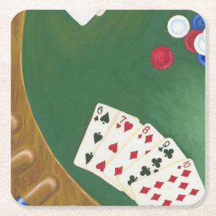 Gewinnender Poker übergibt sechs bis zehn Rechteckiger Pappuntersetzer