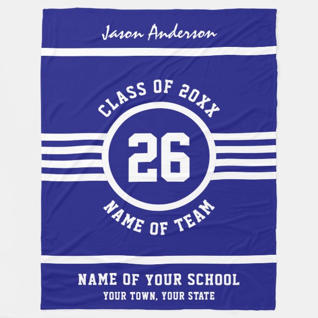 Gewinnender Spiel-Athleten-blaue und weiße Fleecedecke (Vorderseite)