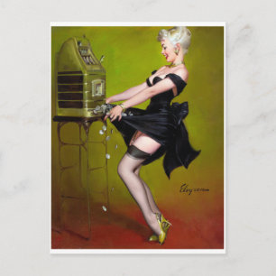 Gewinnendes Pin Up Mädchen Postkarte