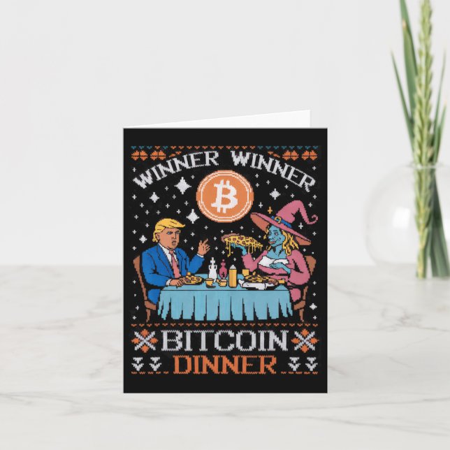 Gewinner Bitcoin Dinner Ugly Trump Xmas Sweat Karte (Vorderseite)