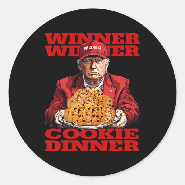 Gewinner Cookie Dinner Funny Trump 2024 47. Runder Aufkleber (Vorderseite)