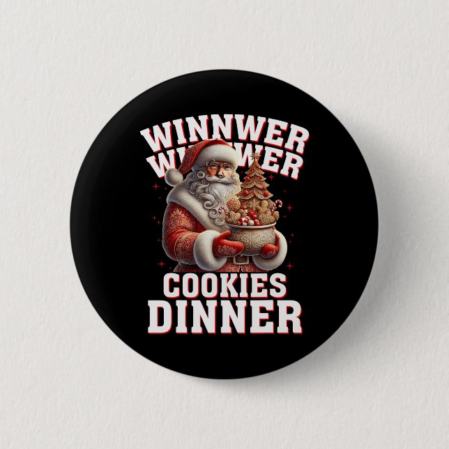 Gewinner Cookies Abendessen Santa Funny Trump Chr Button (Vorderseite)