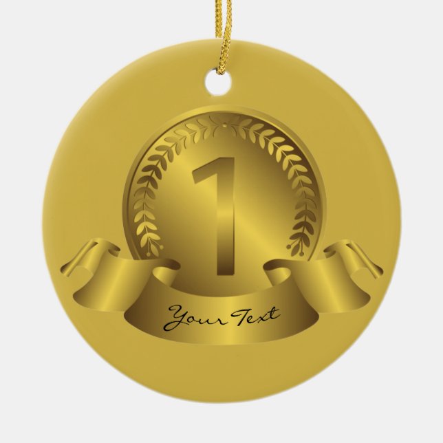 Gewinner des Gold Medal & Custom Text Award Keramik Ornament (Vorne)