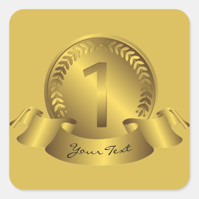Gewinner des Gold Medal & Custom Text Award Quadratischer Aufkleber (Vorderseite)