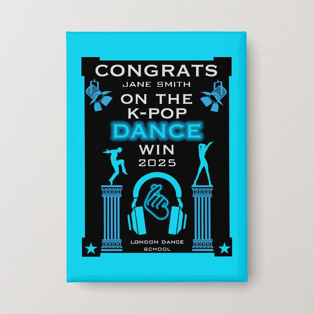 Gewinner des K-Pop Tanzwettbewerbs Glückwunsch Button (Vorderseite)