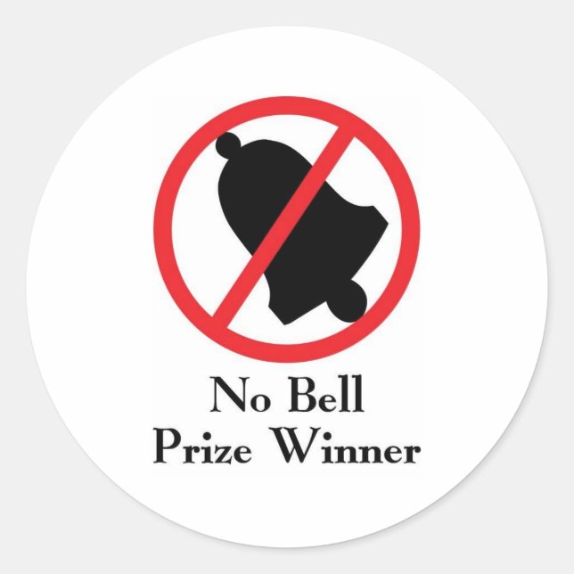 Gewinner des "No Bell Prize" Runder Aufkleber (Vorderseite)