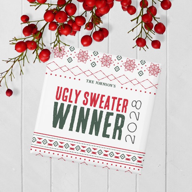 Gewinner des Ugg Sweater Contest Magnet (Ugly Christmas Sweater Holiday Competition Contest Prize Magnet for the Winner )