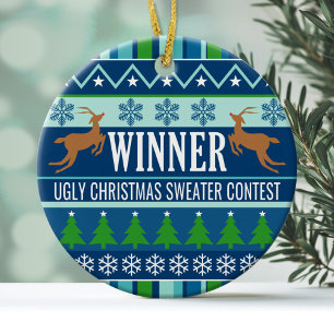 Gewinner des Uggge Christmas Sweater Contest Award Keramik Ornament