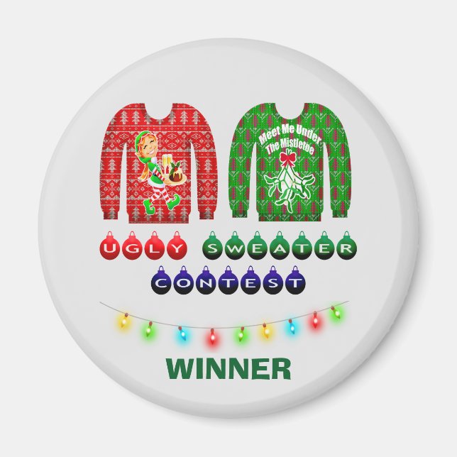 Gewinner des Uggge Christmas Sweater Wettbewerbs C Magnet (Vorne)