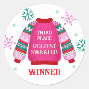 Gewinner des Ugly Sweater Contest Prize Runder Aufkleber