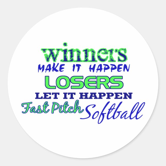 Gewinner....Fast Pitch Softball Runder Aufkleber (Vorderseite)