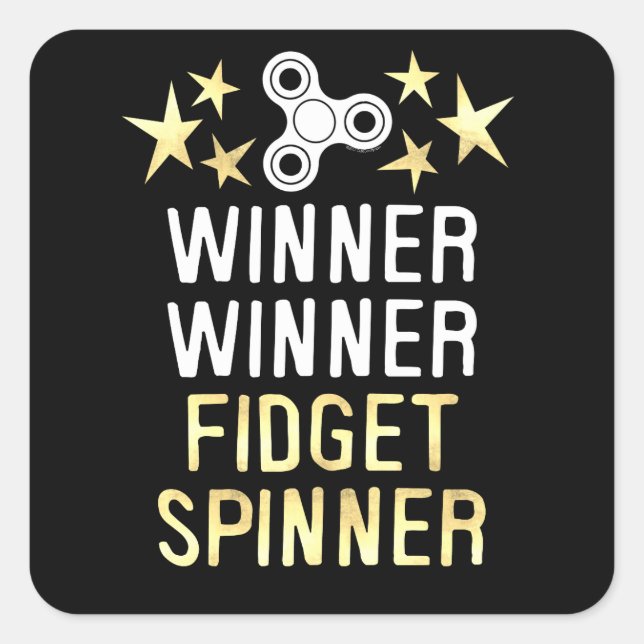 Gewinner Fidget Spinner Quadratischer Aufkleber (Vorderseite)
