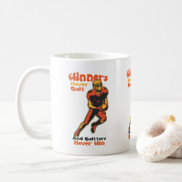 Gewinner geben Fußball Motivation Zitat nie auf Kaffeetasse