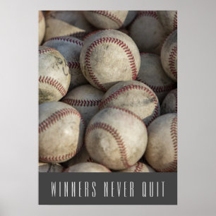 Gewinner geben nie den inspirierenden Baseball ab Poster