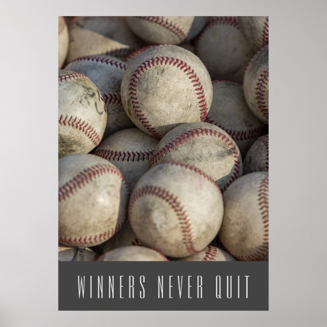 Gewinner geben nie den inspirierenden Baseball ab Poster (Vorne)