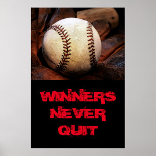 Gewinner geben nie den inspirierenden Baseball ab Poster