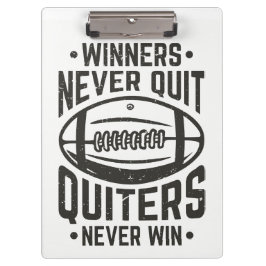 Gewinner geben nie mit dem Angebot auf Klemmbrett