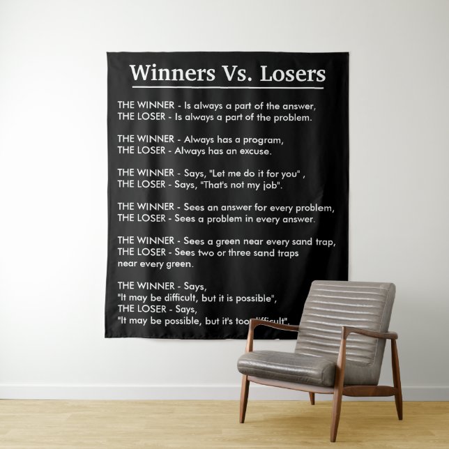 Gewinner gegen Verlierer Wandteppich (Beispiel)