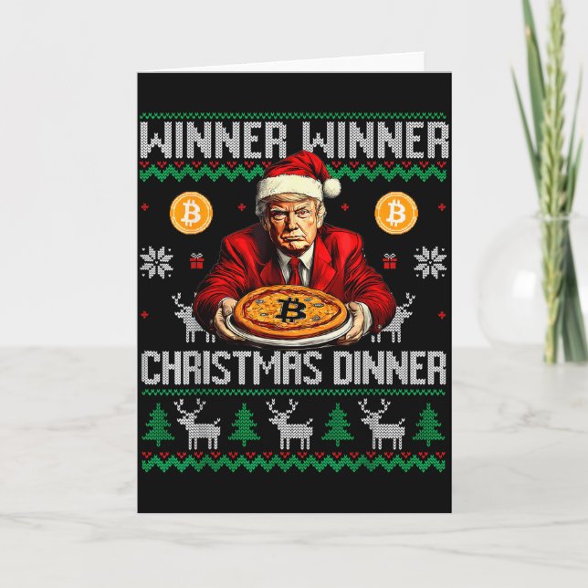 Gewinner Gewinner Bitcoin Abendessen Santa Trump H Karte (Vorderseite)