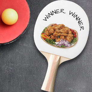 Gewinner Gewinner Hühnchen Abendessen Lustig Tischtennis Schläger