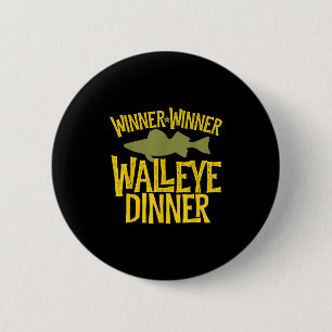 Gewinner Gewinner Walleye Abendessen Lustiger Fisc Button