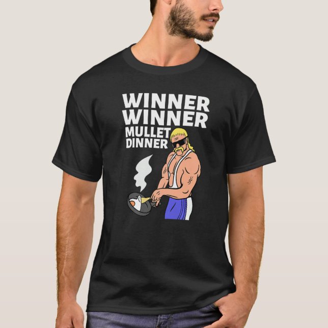 Gewinner Mullet Dinner Party im Hintergrund T-Shirt (Vorderseite)