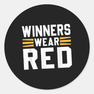 Gewinner tragen den Red Team Color War Camp Game W Runder Aufkleber