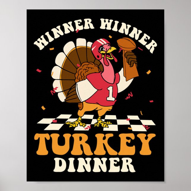 Gewinner Türkei Abendessen Fußball Herbst Thanksgi Poster (Vorne)